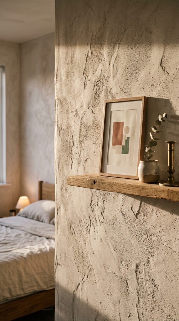 007 a bedroom wall featuring subtle textured plaster p