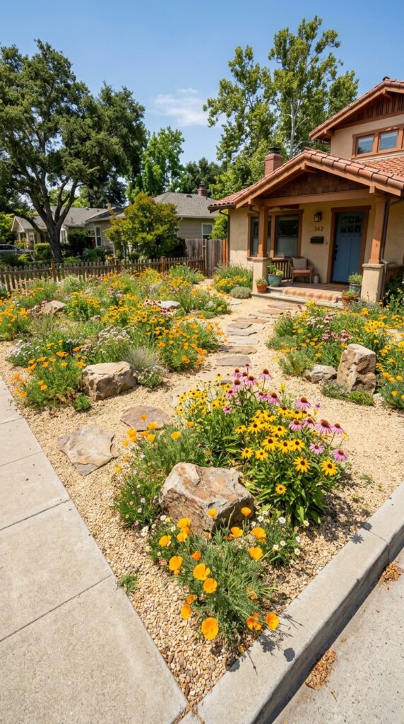 007 image prompt a realistic wide angle front yard pho