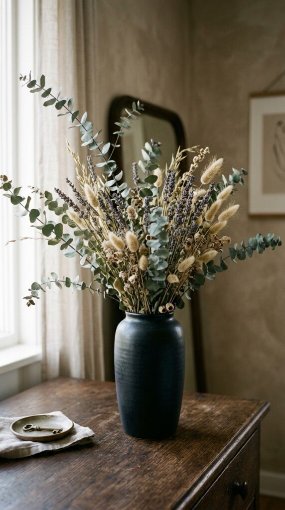 007 image prompt a tall black vase holding a bundle of