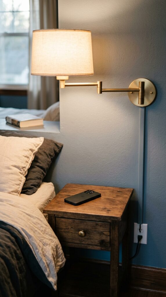 007 image prompt a wall mounted sconce above a small n