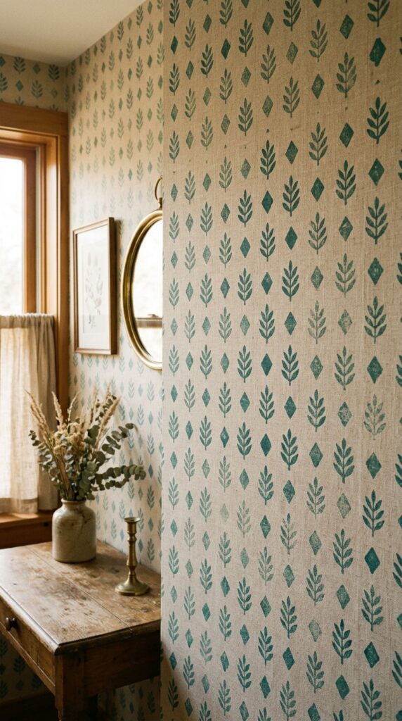 007 image prompt a wall with hand blocked wallpaper a 