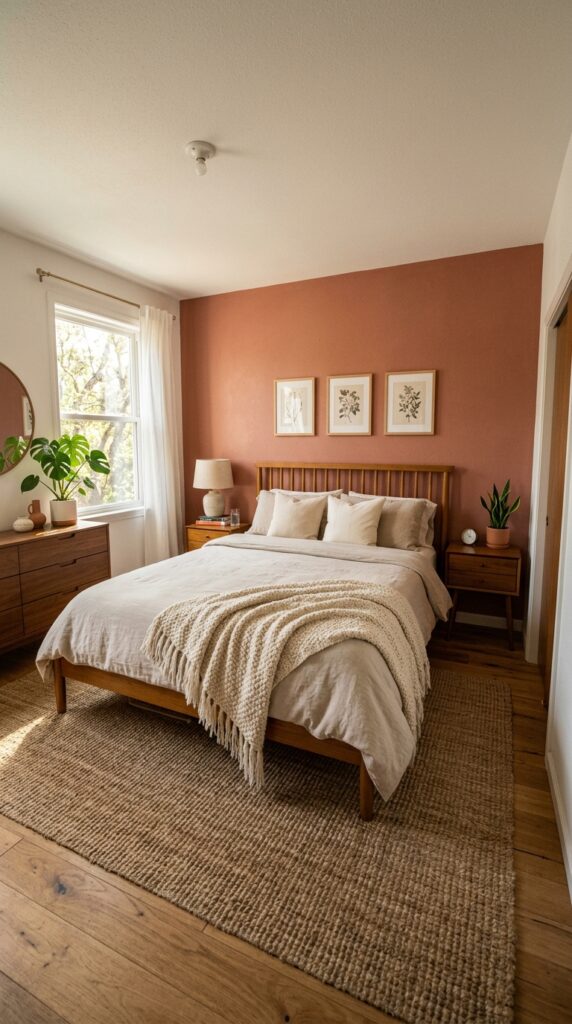 008 a bedroom featuring one accent wall or major soft 
