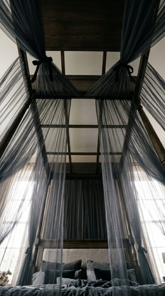 008 image prompt a four poster bed frame with sheer bl