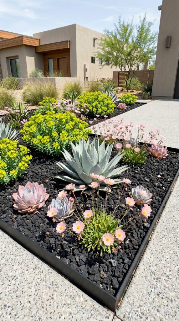 009 a residential planting bed photographed in bright 