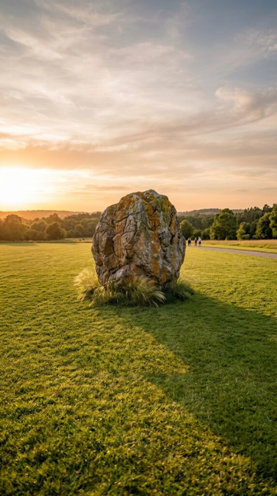 009 a single massive boulder roughly the size of a sma massive boulder on open lawn 202605212006