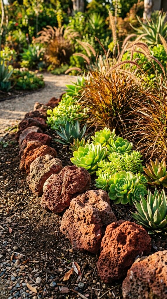 009 a vibrant close up of a flower bed border lined wi flower bed border with lava 202605202130