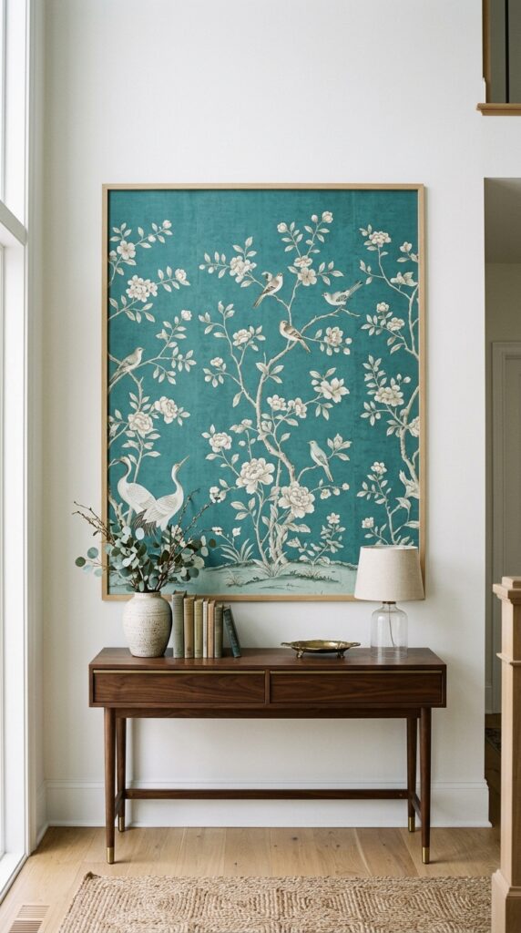 009 image prompt a wall with a framed panel of chinois