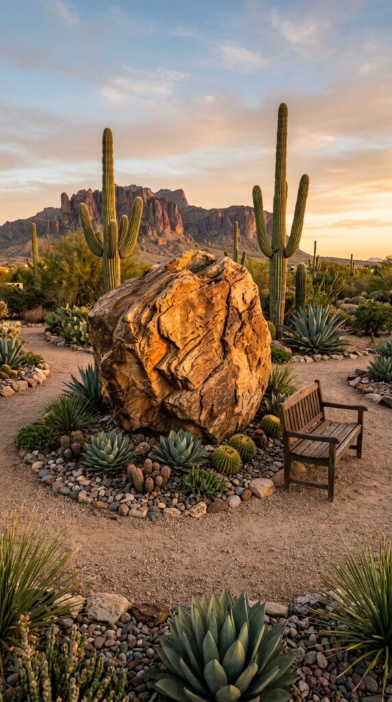 010 a modern desert garden featuring one large dramati desert garden with sandstone bou… 202605210715