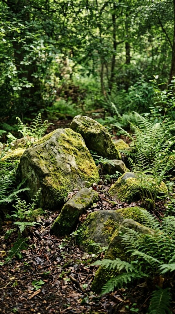 010 close medium shot of large irregular fieldstones c