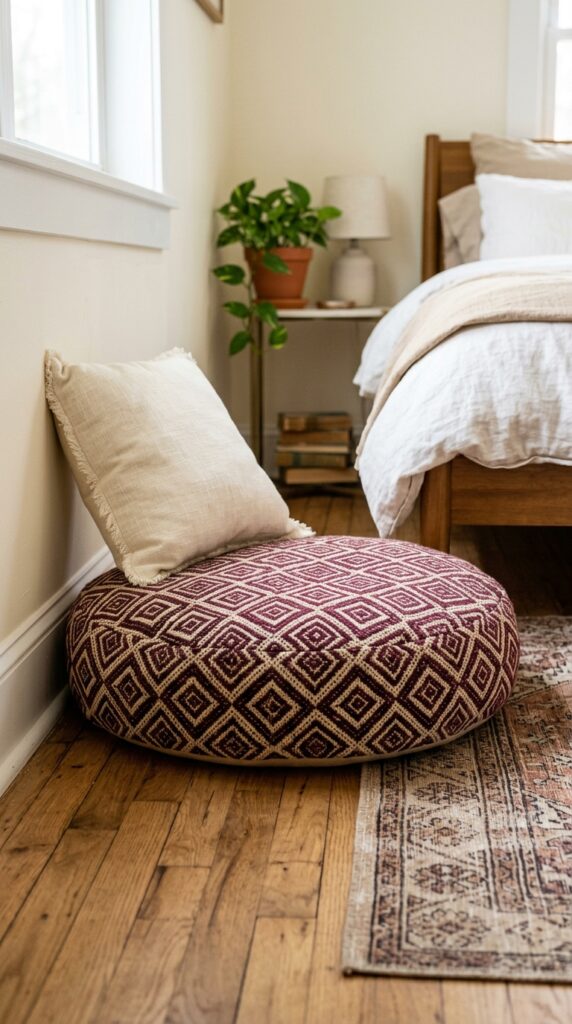 010 image prompt a corner of a bedroom with a low floo