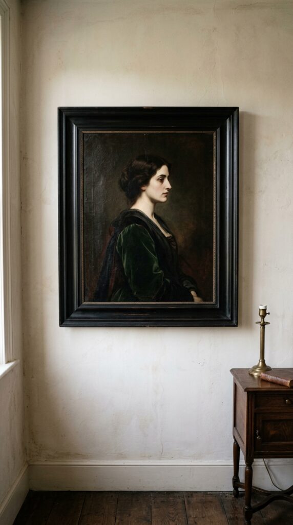010 image prompt a framed portrait on a bedroom walla 