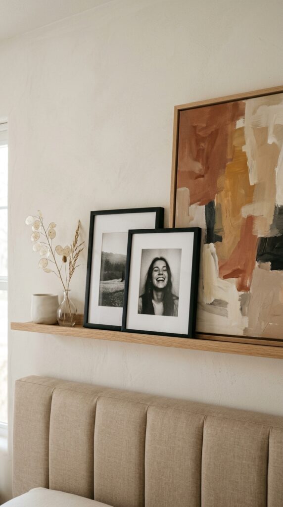 011 a bedroom wall above an upholstered headboard feat