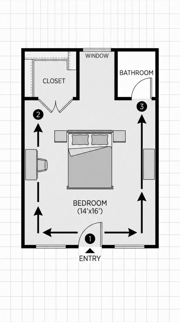 011 image prompt a bedroom layout diagram showing two 