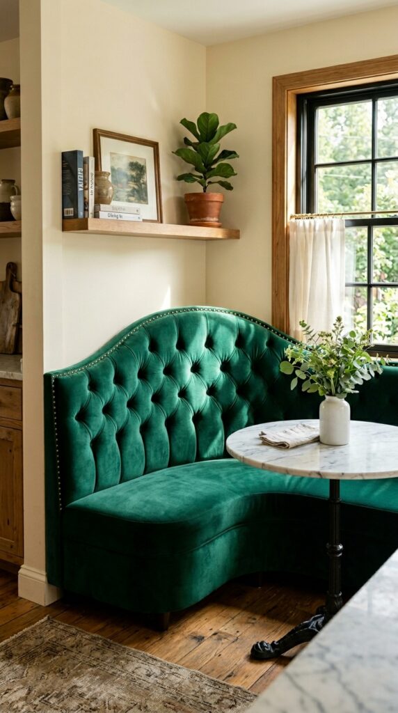 011 image prompt a curved banquette against a wall in 
