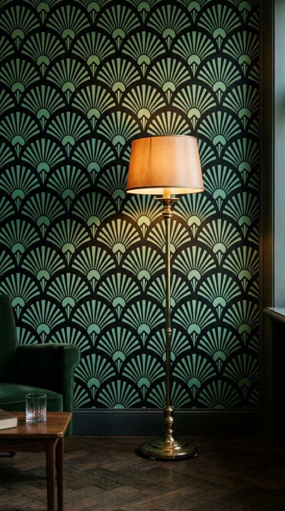 011 image prompt a wall with art deco wallpaper featur