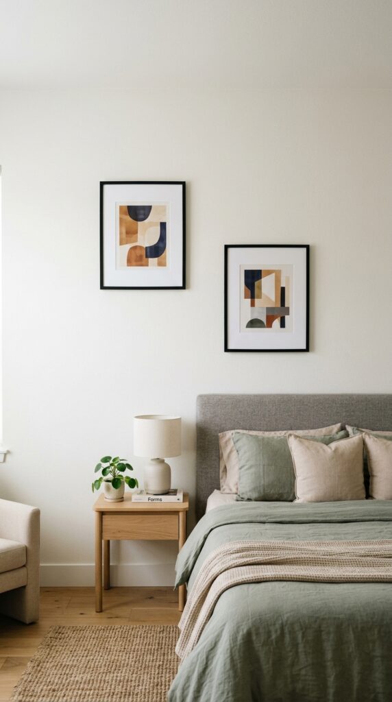 011 image prompt one wall of a bedroom with two pieces