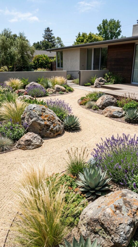 012 a modern gravel garden featuring scattered large b a modern gravel garden featuring 202605212009