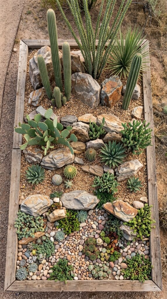 012 full overhead view of a layered desert rock garden desert rock garden layered plants 202605210716
