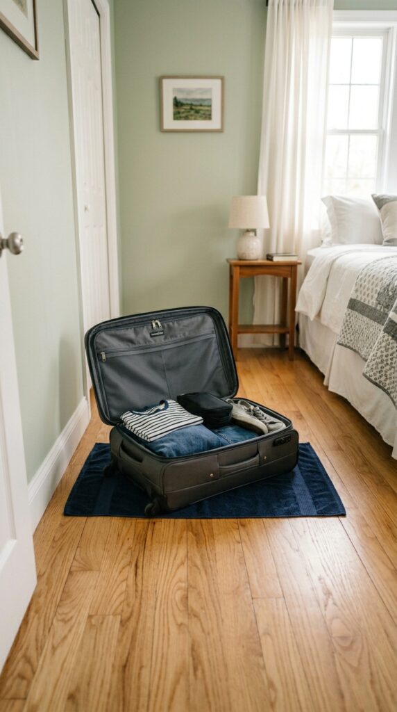 25 Guest Bedroom Ideas That Feel Welcoming And Practical 012 image prompt a corner of a guest bedroom where a s