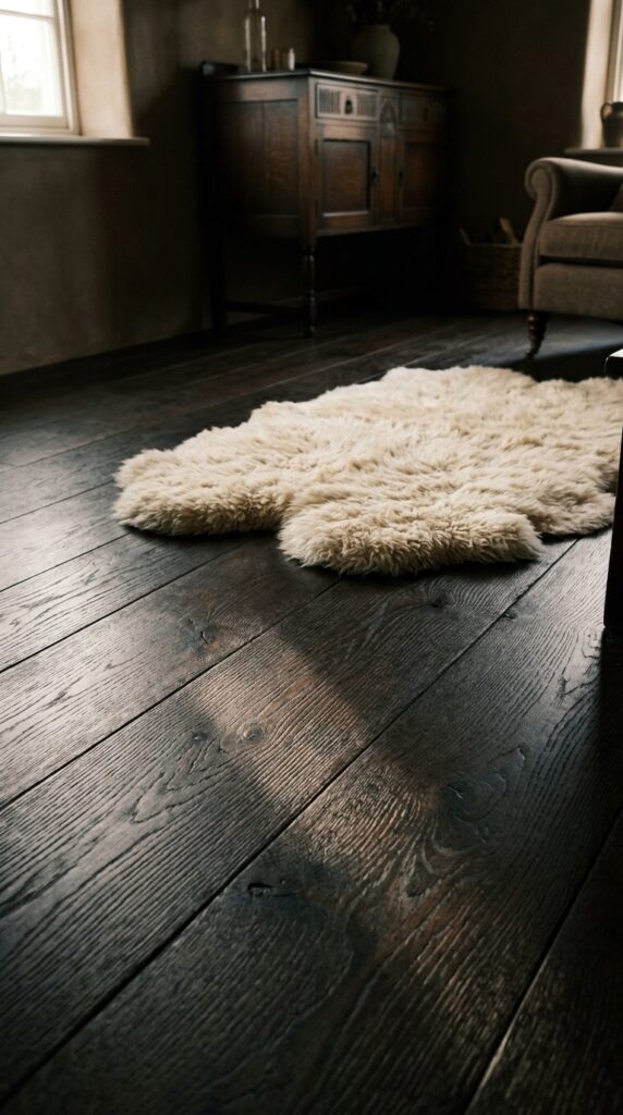 012 image prompt a dark stained wood floor in a deep e