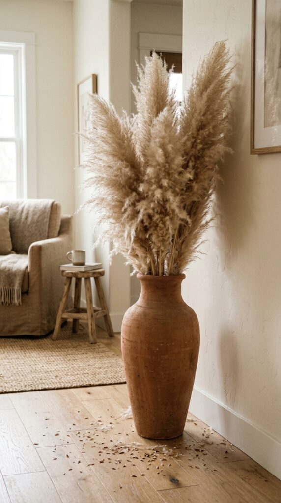 012 image prompt a tall floor vase made of terracotta 