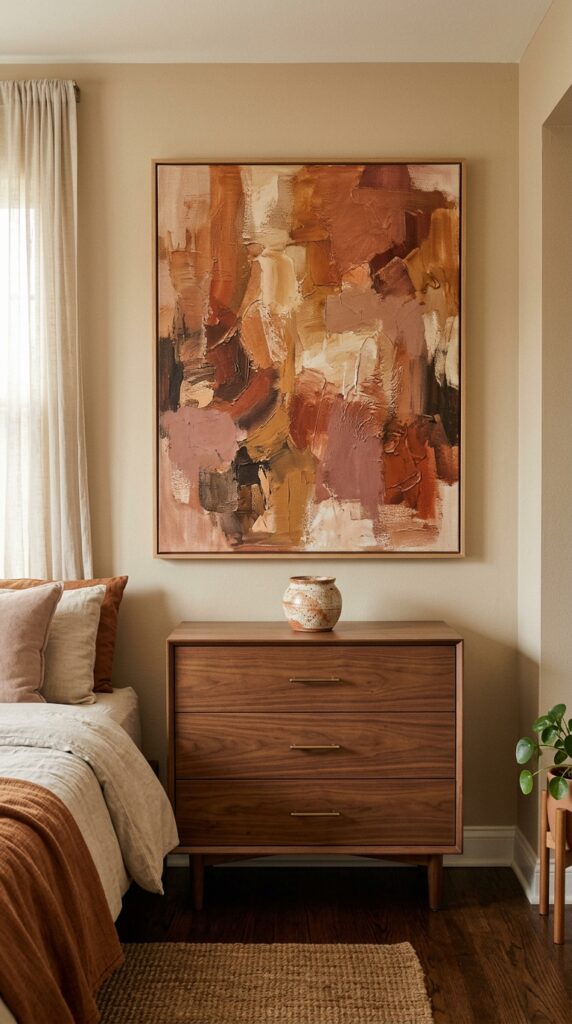 013 a bedroom wall with a single large scale artwork h