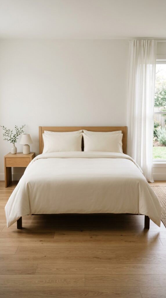 013 image prompt a bed with a solid cream duvet no pat