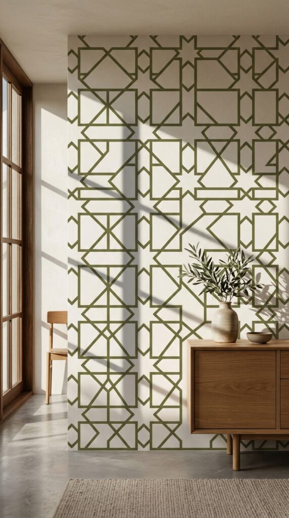 013 image prompt a wall with a repeating moroccan latt