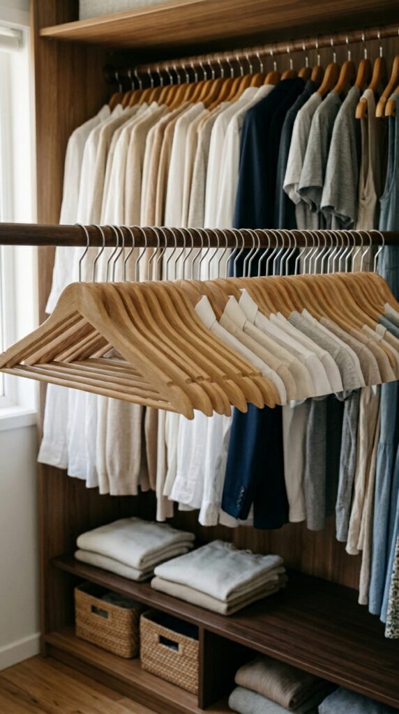 015 image prompt a closet with all identical wooden ha