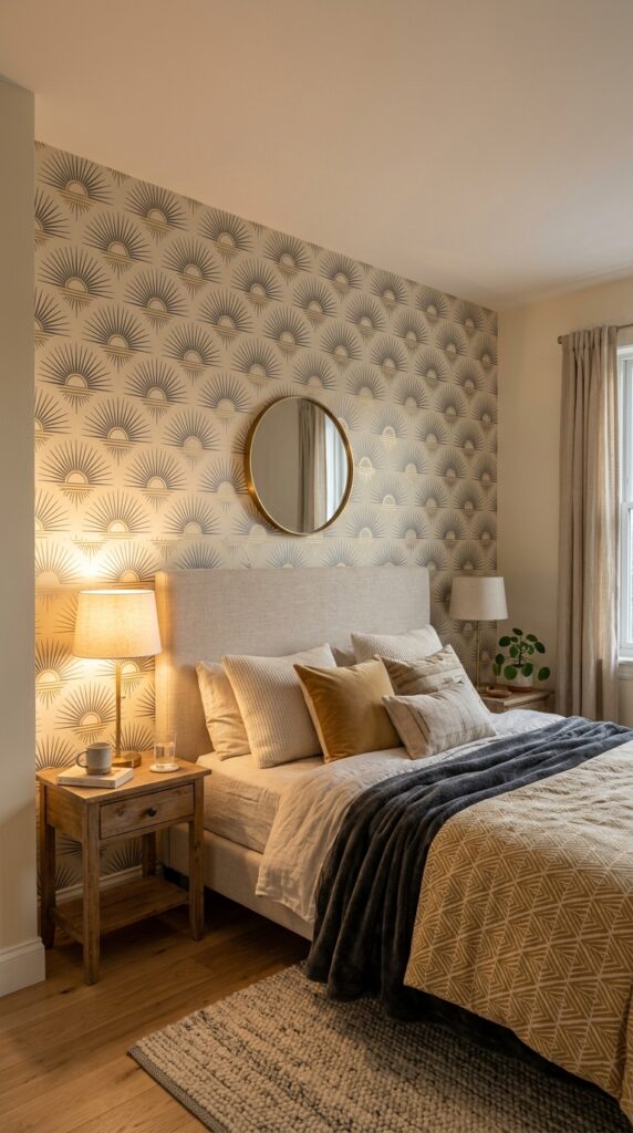 015 image prompt a single wallpapered accent wall behi