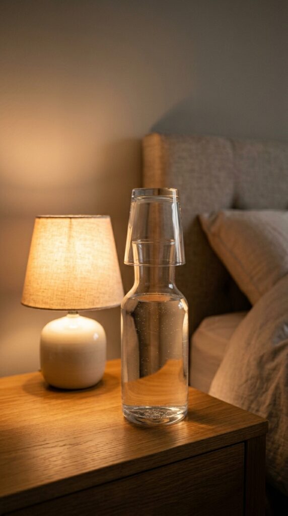 25 Guest Bedroom Ideas That Feel Welcoming And Practical 016 image prompt a glass carafe with a glass tumbler o