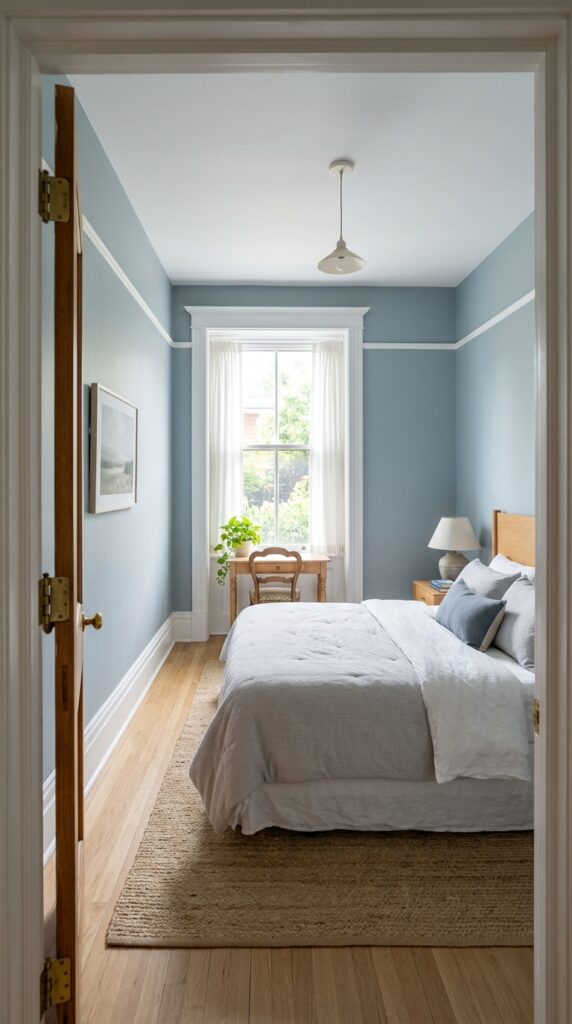 016 image prompt a small bedroom painted in a soft mut