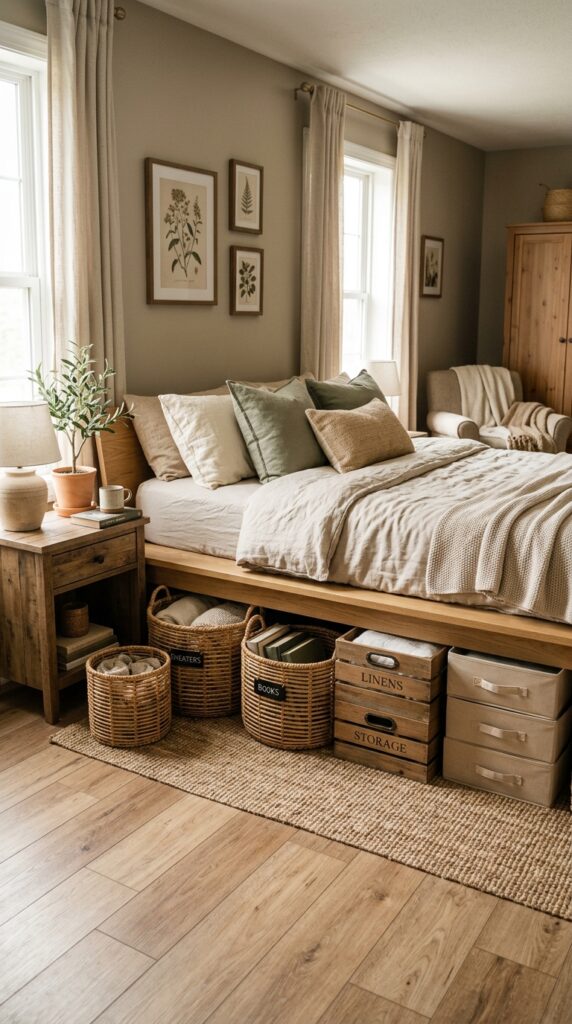 017 a bedroom showing a platform bed or bed frame with