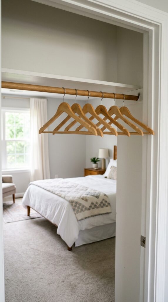 25 Guest Bedroom Ideas That Feel Welcoming And Practical 017 image prompt a closet rod in a guest bedroom with