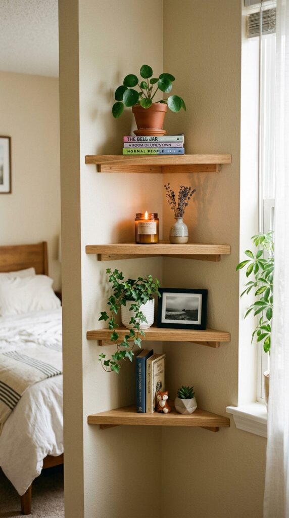017 image prompt a corner of a bedroom with floating c