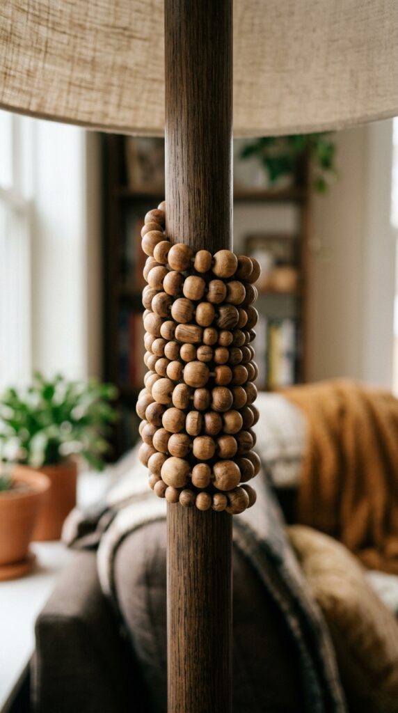 017 image prompt a floor lamp with a wooden bead garla