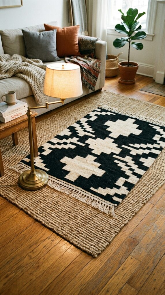 017 image prompt a living room floor with a large natu