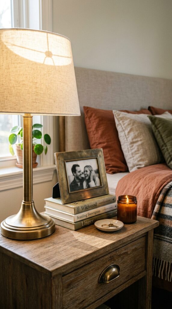 018 a bedroom vignette photographed close up showing t