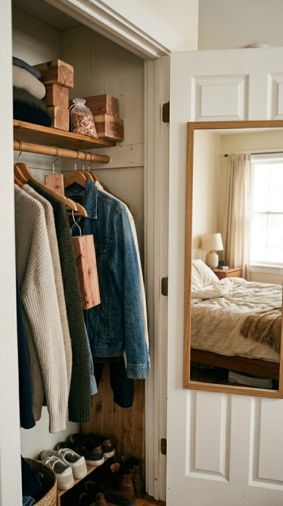 018 image prompt a bedroom closet door open showing a 