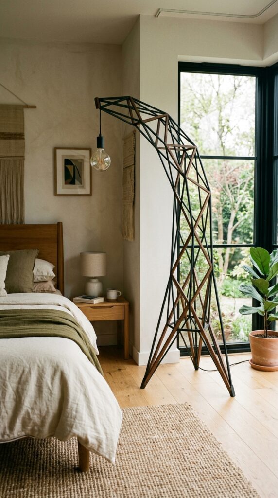 018 image prompt a floor lamp with an unusual sculptur