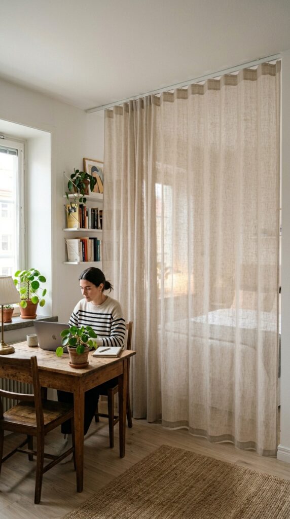 018 image prompt a small studio bedroom where a ceilin