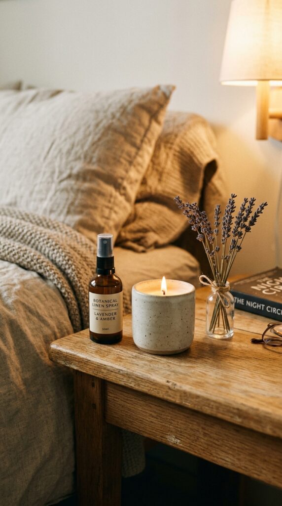 020 a close up styled shot of a bedside table with a s