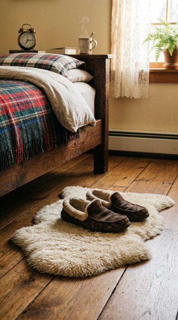 020 image prompt a pair of shearling slippers sitting 