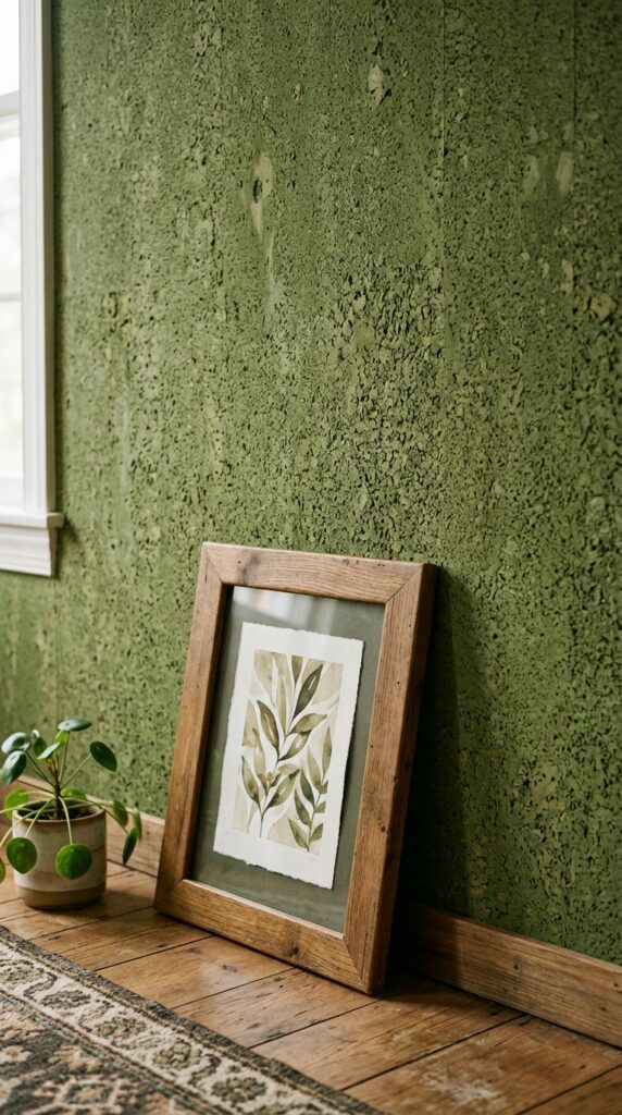 020 image prompt a wall covered in cork wallpaper that