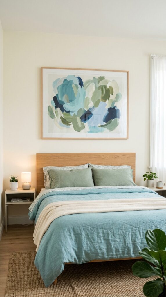 020 image prompt above the headboard of a small bed a 