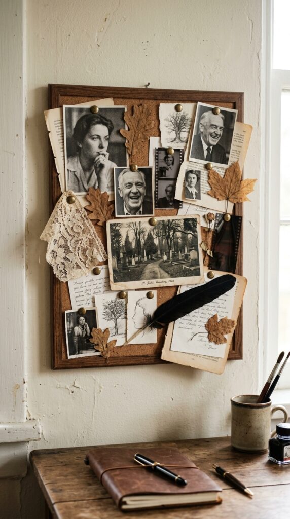 021 image prompt a small mood board on the wall above 