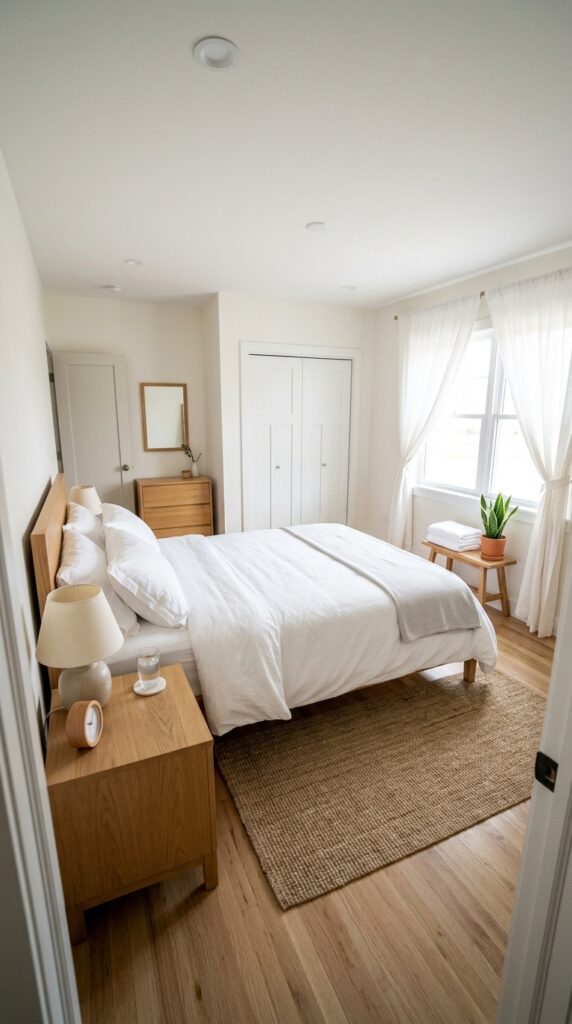 25 Guest Bedroom Ideas That Feel Welcoming And Practical 022 image prompt a guest bedroom with no visible candl