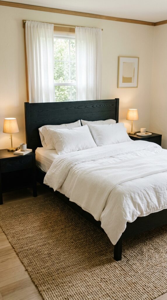 023 a bedroom interior with a deep black stained oak b