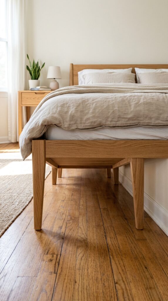 023 image prompt a bed with no bed skirt the frames le