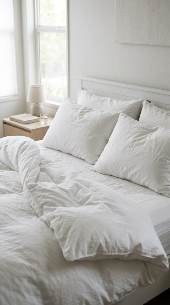024 image prompt a bed made with crisp white sheets an